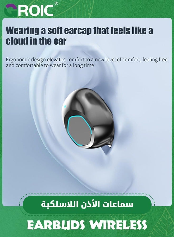 جرويك سماعات أذن لاسلكية بتقنية البلوتوث، سماعة البلوتوث 5.3 في الأذن، شاشة LED، طاقة عالية الدقة، تقليل الضوضاء، تأخير منخفض للرياضة - Image 4