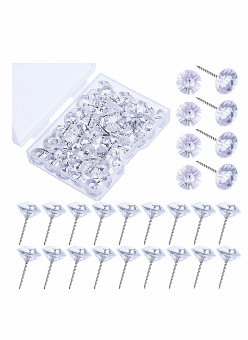 SYOSI Decorative Push Pins Diamond Push Pins for Cork Board Clear Upholstery Diamond Tacks Crystal Furniture Tacks Transparent Push Pins for Furniture Sofa Headboards Cork Board (200 Pcs)  - Image 1