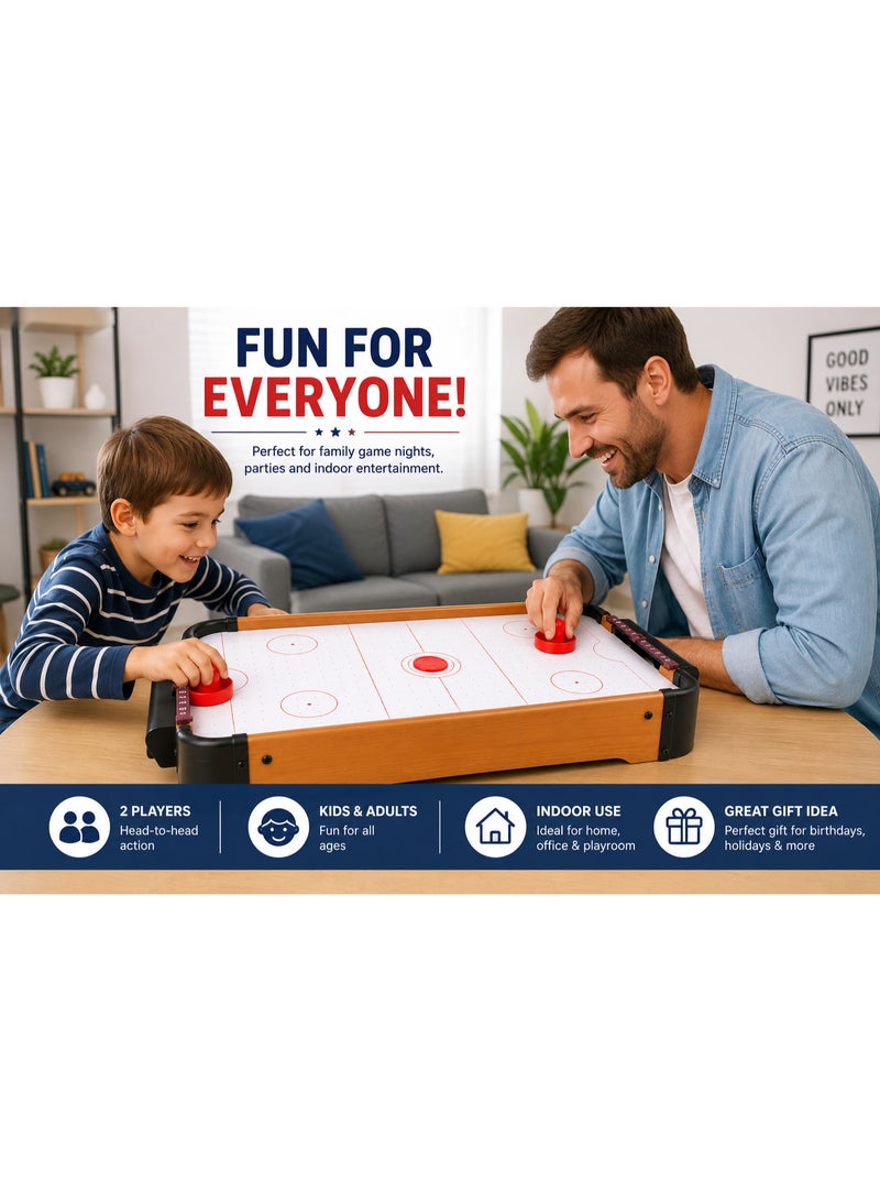 Lifetop Tabletop Mini Air Hockey Game | 51 x 31 x 10 cm | Portable Desktop Air Hockey Table with 2 Pushers, 1 Puck & Manual Scoreboard | Family Indoor Game - Image 5