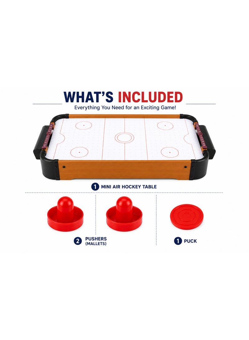Lifetop Tabletop Mini Air Hockey Game | 51 x 31 x 10 cm | Portable Desktop Air Hockey Table with 2 Pushers, 1 Puck & Manual Scoreboard | Family Indoor Game - Image 4