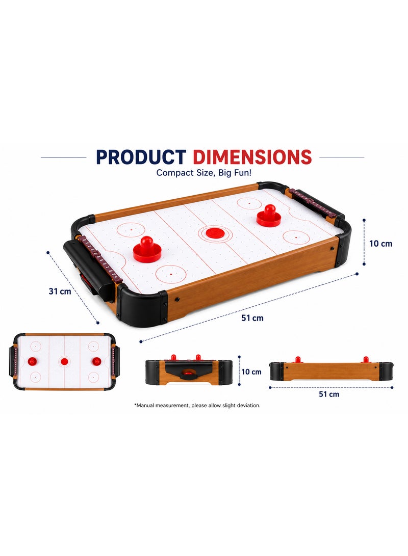 Lifetop Tabletop Mini Air Hockey Game | 51 x 31 x 10 cm | Portable Desktop Air Hockey Table with 2 Pushers, 1 Puck & Manual Scoreboard | Family Indoor Game - Image 3