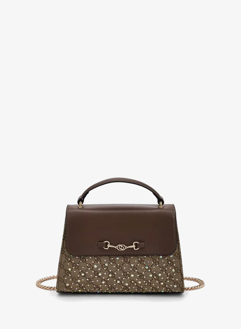 سيليست Diamante Embellished Satchel Bag With Button Closure Ramadan Collections