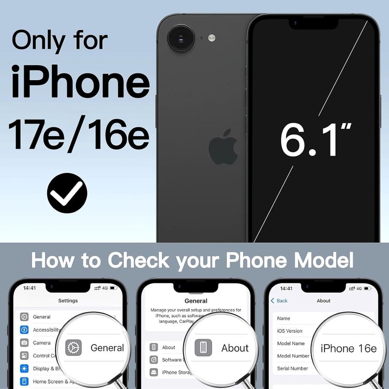 جي تيك حافظة لهاتف iPhone 17e (2026) / iPhone 16e مع واقي شاشة زجاجي مدمج، غطاء هاتف مقاوم للصدمات كامل الجسم 360 درجة، حماية ثقيلة مع ظهر شفاف (أزرق عاصفي) - Image 2