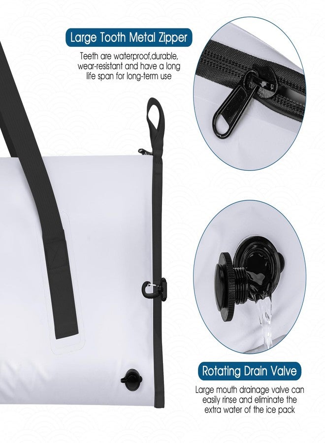 THKFISH حقيبة تبريد الأسماك المعزولة من THKFISH، حقيبة لحفظ الأسماك المصطادة مقاس 40 × 16 بوصة، حقائب صيد محمولة مقاومة للماء ومعزولة تحافظ على برودة الثلج لأكثر من 24 ساعة (أبيض-أسود، 40 × 16 بوصة) - Image 3