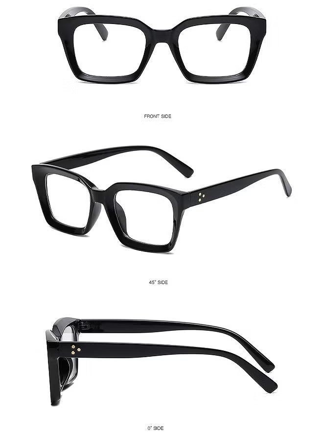 نظارات طبية كلاسيكية بدون وصفة طبية للرجال والنساء، 2 قطعة نظارات طبية عصرية ذات إطار مربع سميك، نظارات طبية بسيطة ذات إطار كامل مضادة للضوء الأزرق ومناسبة للسفر والعطلات - Image 5