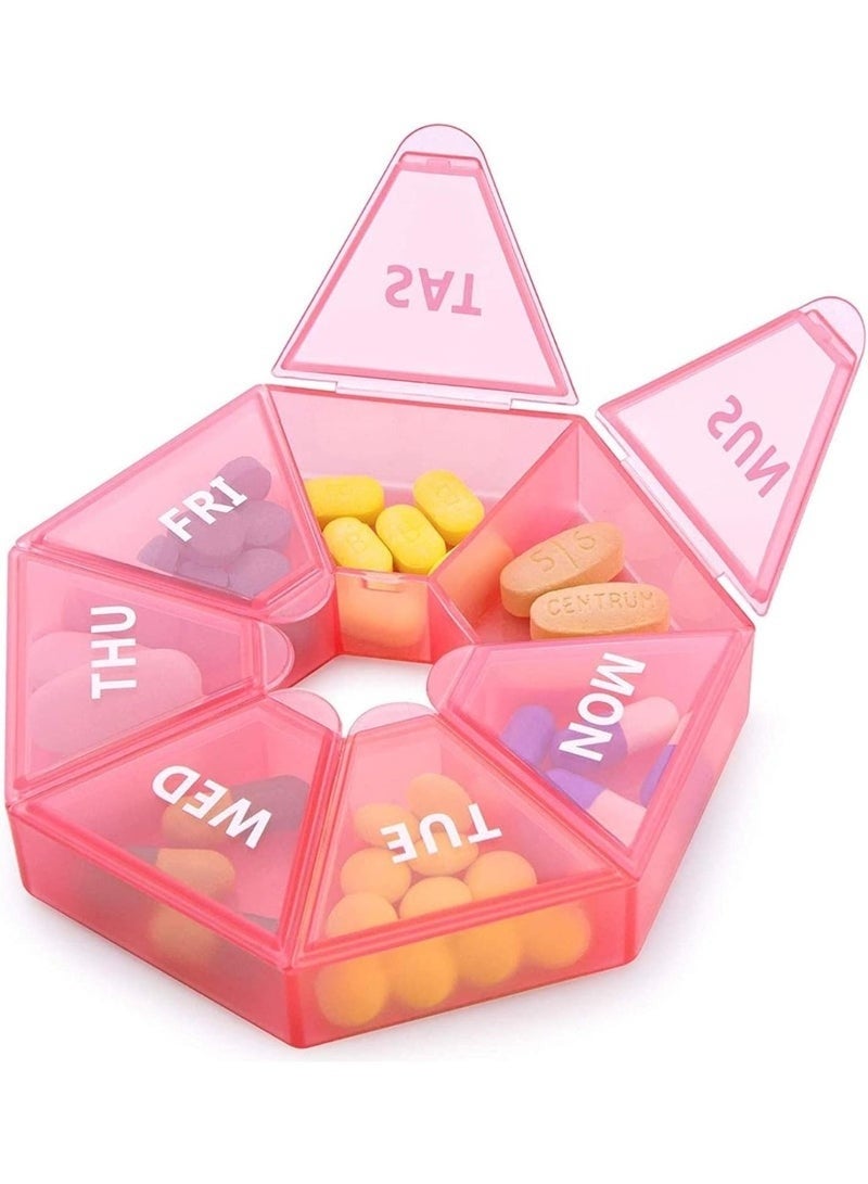 2Pcs 7 Day Weekly Pill Organizer Red, Never Miss a Dose with Large Pill Box, Portable Pill Holder for Vitamins Tablets & Fish Oil Capsules, Holds 10 Aspirin-Sized Pills - Image 3