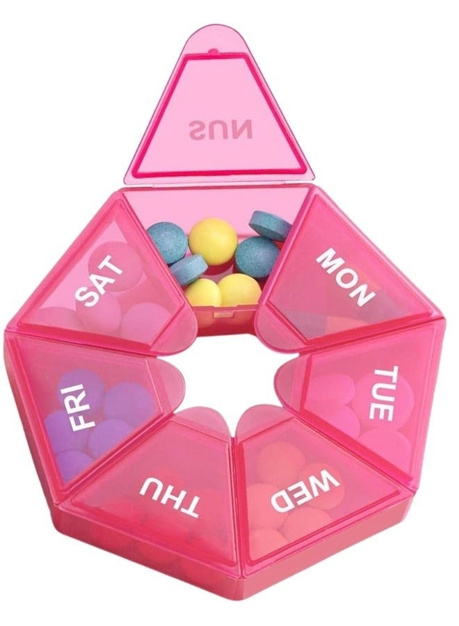 2Pcs 7 Day Weekly Pill Organizer Red, Never Miss a Dose with Large Pill Box, Portable Pill Holder for Vitamins Tablets & Fish Oil Capsules, Holds 10 Aspirin-Sized Pills - Image 2