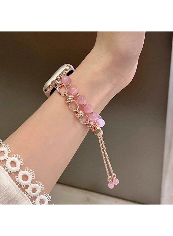 Women Elastic Bracelet for iWatch Metal Chain Watch Band S8 7 6 SE 5 Watch  Metal Agate Pearl Strap - Image 2