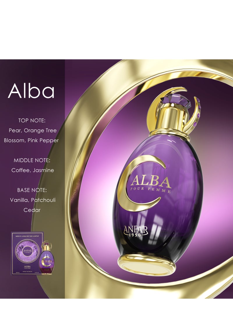 Anfar ANFAR 1950 ALBA Pour Femme Extrait de Parfum, 100ml, Pear, Orange Blossom, Pink Pepper, Coffee, Jasmine,FOR WOMEN  - Image 3