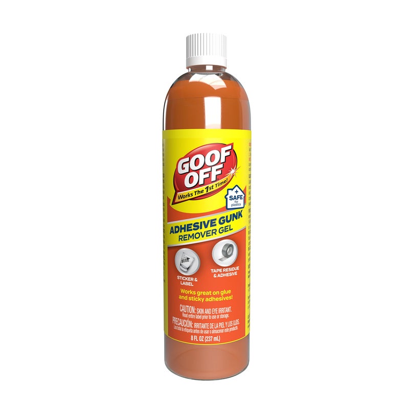 Goof Off Adhesive Gunk Remover, 8 fl. oz., Removes Stickers, Glue, Labels, Tape Residue and Adhesive, Ideal for Hard Surfaces Like Metal, Glass and Non-Acrylic Plastic - Image 1