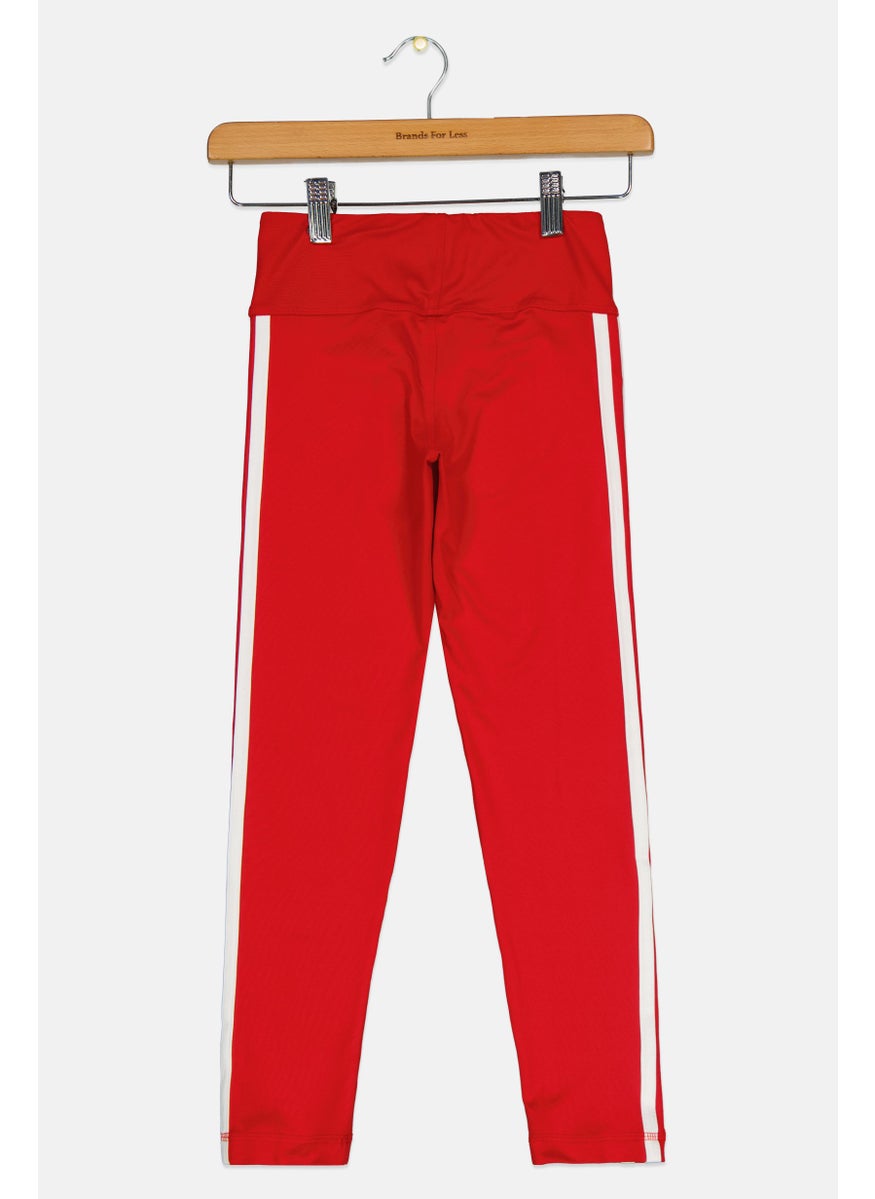 Adidas Kids Girl Sportswear Fit Brand Logo Outdoor Tights, Red  - Image 2