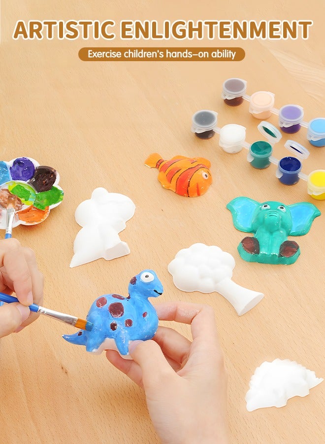 GROIC مجموعة الحرف والفنون التي يمكنك صنعها بنفسك مجموعة طلاء الديناصورات وحرف الجص للأطفال، مجموعة أدوات فنية للأنشطة الإبداعية للبخار وتماثيل الديناصورات - Image 2