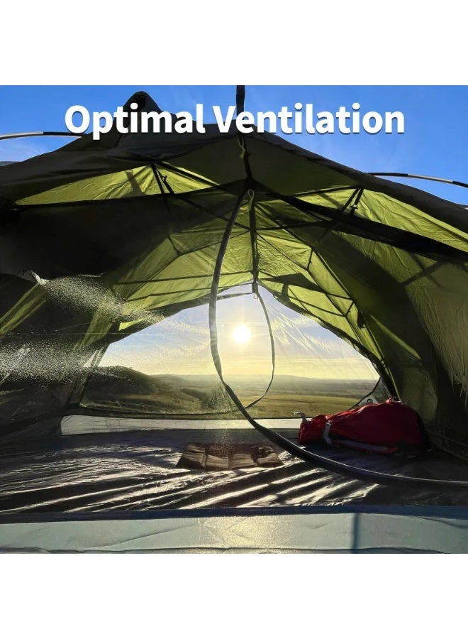 73Hours Backpacking Tents 2 Persons Fast Setup Hiking Camp Tent with Foldable Pole Double Layers Two Doors Waterproof Lightweight Compact 7x4.4ft with Fiberglass Pole, Green - Image 3