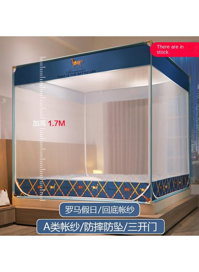 Bluejw 2022 Bed-style Square Top Anti-drop Mosquito Net Wholesale Three-door Zipper Seat Bed Tone Household Children's Anti-drop Text Tone - Image 1