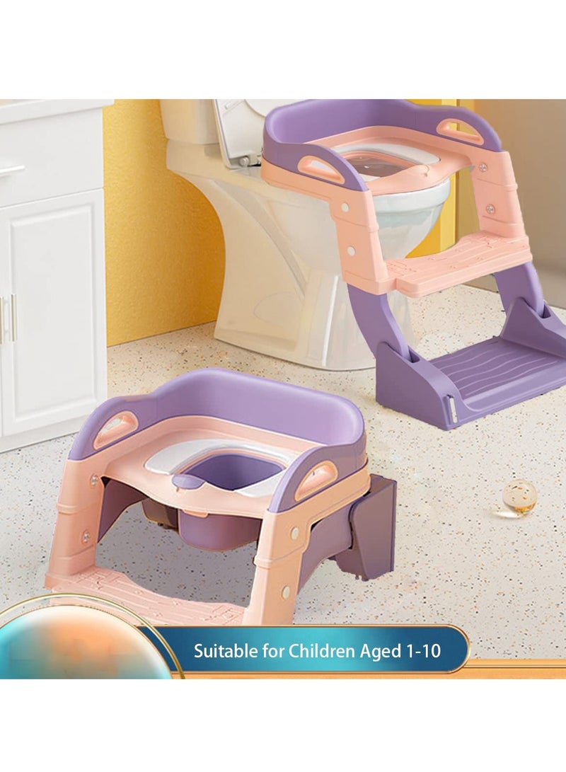 Toilet Training Seat,With Pedal Stool Ladder Foldable Toddler Toilet Seat,With Anti-Slip Pads,2 In 1 Kids Potty Training Toilet Splash Proof Plate Suitable,For Boys And Girls (purple) - Image 5