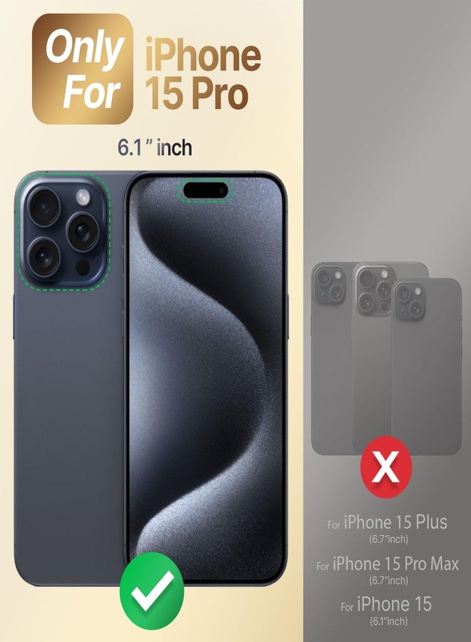 XYZ جراب XYZ لهاتف iPhone 15 Pro مع حامل، جراب هاتف مزود بحامل مزدوج الحلقات، جراب فاخر مرصع بالكريستال على شكل قلب لهاتف iPhone 15 Pro، أسود - Image 2