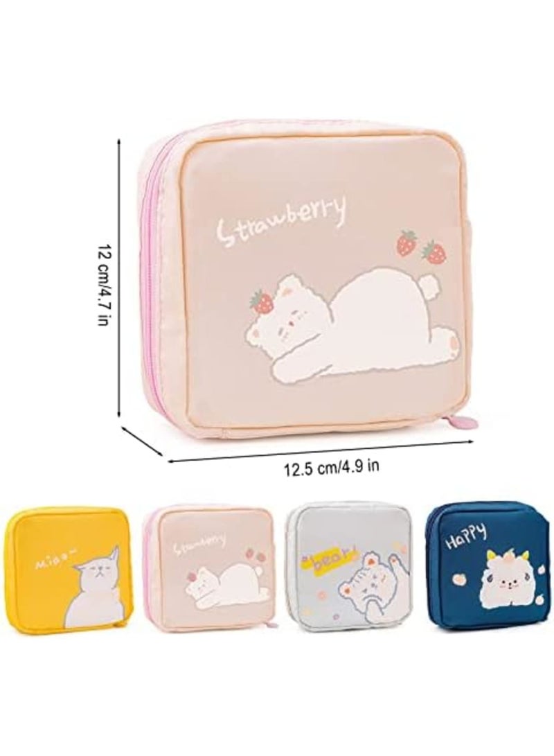 Luckam حقيبة تخزين الفوط الصحية، حقيبة فوط الحيض بسحاب، حقيبة تخزين فوط صحية محمولة، حاملة سدادات قطنية لمحفظة، مجموعة الدورة الشهرية الأولى للفتيات المراهقات، تخزين الفوط الصحية للنساء (4 قطع) - Image 4