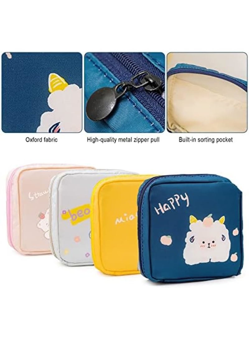 Luckam حقيبة تخزين الفوط الصحية، حقيبة فوط الحيض بسحاب، حقيبة تخزين فوط صحية محمولة، حاملة سدادات قطنية لمحفظة، مجموعة الدورة الشهرية الأولى للفتيات المراهقات، تخزين الفوط الصحية للنساء (4 قطع) - Image 3