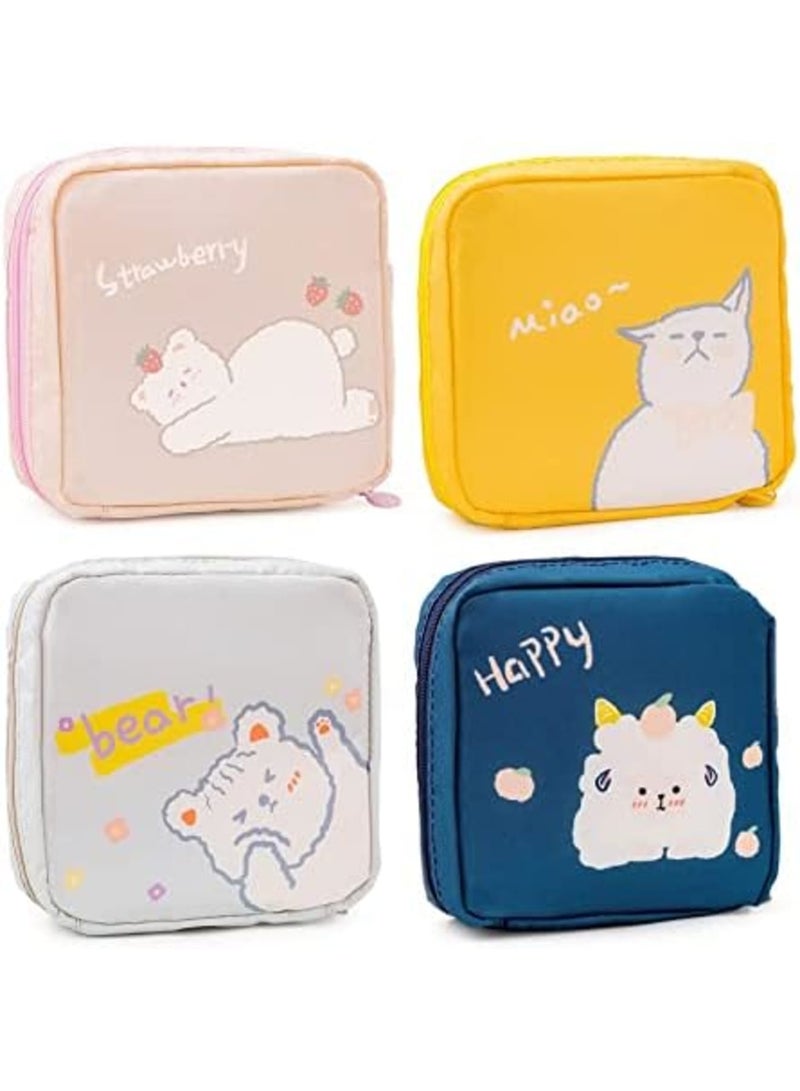 Luckam حقيبة تخزين الفوط الصحية، حقيبة فوط الحيض بسحاب، حقيبة تخزين فوط صحية محمولة، حاملة سدادات قطنية لمحفظة، مجموعة الدورة الشهرية الأولى للفتيات المراهقات، تخزين الفوط الصحية للنساء (4 قطع) - Image 1