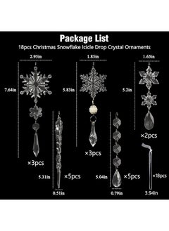 erorex 18Pcs Tree Decoration Crystal Ornaments Hanging Acrylic Snowflake Icicle Drop Crystal Ornaments For Tree Winter New Year Party Supplies  - Image 4