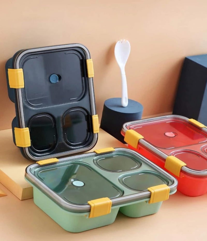 Upkaranwale Lunch Box for Kids 3 Compartment Plastic Insulated Lunch Box Tiffin Box for Boys Girls School Office 750 ML Multi Color Tiffin - Image 1
