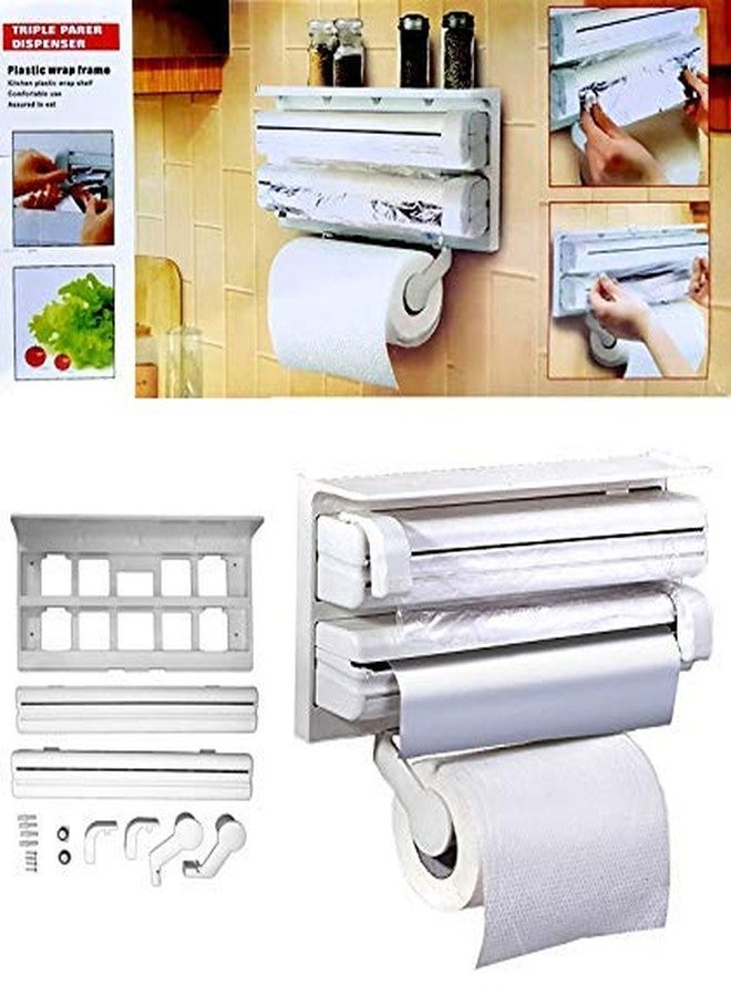 REMICH Kitchen Triple Paper Roll Dispenser | 3 in 1 Foil Cling Film Tissue Paper Roll Holder |Tissue Paper Dispenser for Kitchen | Kitchen Wall Mounted Tissue Dispenser - Image 5