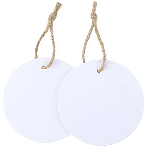 G2PLUS 100PCS White Gift Tags with String，2.2'' Round Paper Tag Blank Hang Tag Circle Tags with Holes for Craft Projects, Xmas Gift, DIY Wedding Favor Bag - Image 4