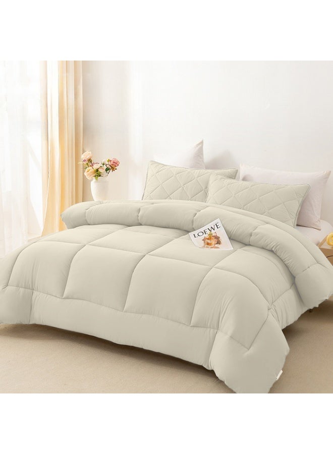 شايني فلاور طقم لحاف سرير نفرين مفرش شتوي مكون من 8 قطع ميكروفايبر مع حشوة قطن مقاس ۲٤۰×۲۲۰ سم - Image 1