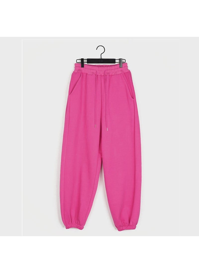 Generic 2024 Womens Casual Drawstring Joggers Spring Autumn Pink (fleece-lined)  - Image 1