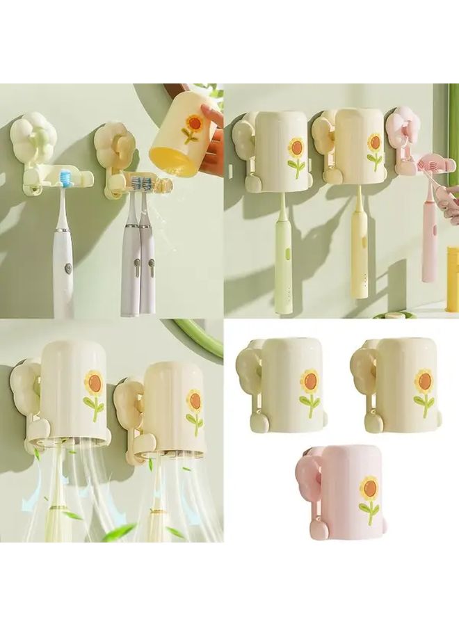 Yellow Suction Cup Toothbrush Holder Wall Mounted Bathroom Organizer - Image 5