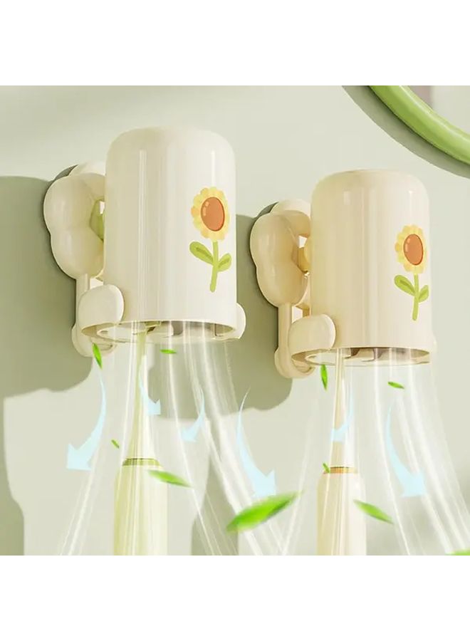 Yellow Suction Cup Toothbrush Holder Wall Mounted Bathroom Organizer - Image 2