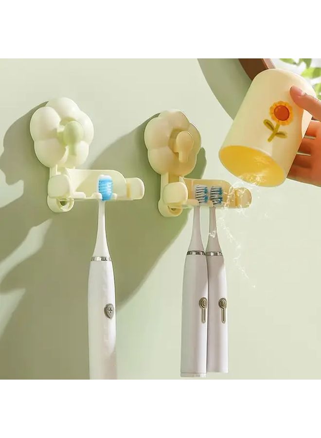 Yellow Suction Cup Toothbrush Holder Wall Mounted Bathroom Organizer - Image 3
