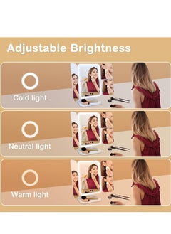 ELTRAZONE 3-Fold Lighted Makeup Mirror with 5X/3X/1X Magnification –52 LED Lights, Touch Screen Control, 180° Adjustable Rotation – Portable & Foldable Vanity Mirror for Perfect Makeup and Skincare  - Image 3