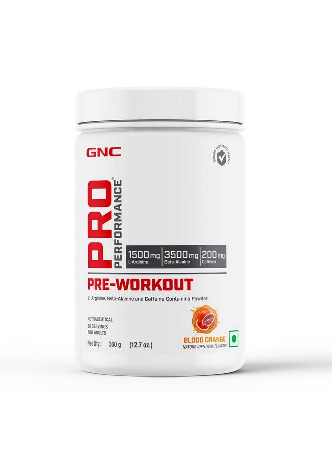 GNC GNC Pro Performance Pre-Workout | 360 gm | 30 Servings | Boosts Energy & Endurance | Improves Focus | Revs Up Recovery | 1.5g L-Arginine | 3.5g Beta-Alanine | 0.2g Caffeine | Blood Orange  - Image 1