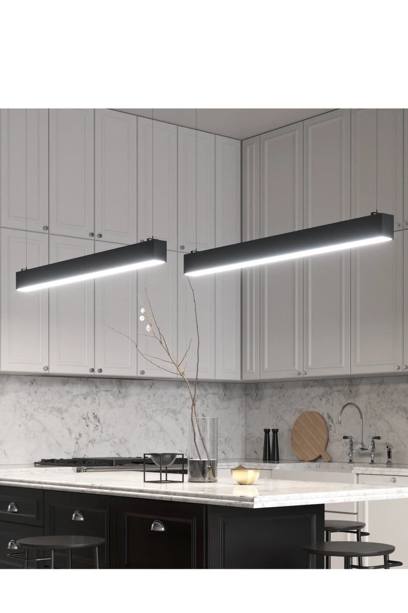 ESNCO Modern LED Linear Light, Black Aluminium, 1m Adjustable Hanging Wire, Modern Design for Office, Home, Kitchen  - Image 3
