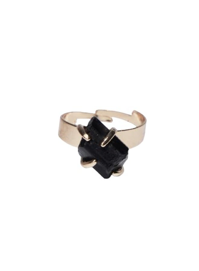 Studd Muffyn | Black Tourmaline Golden Ring - Image 1