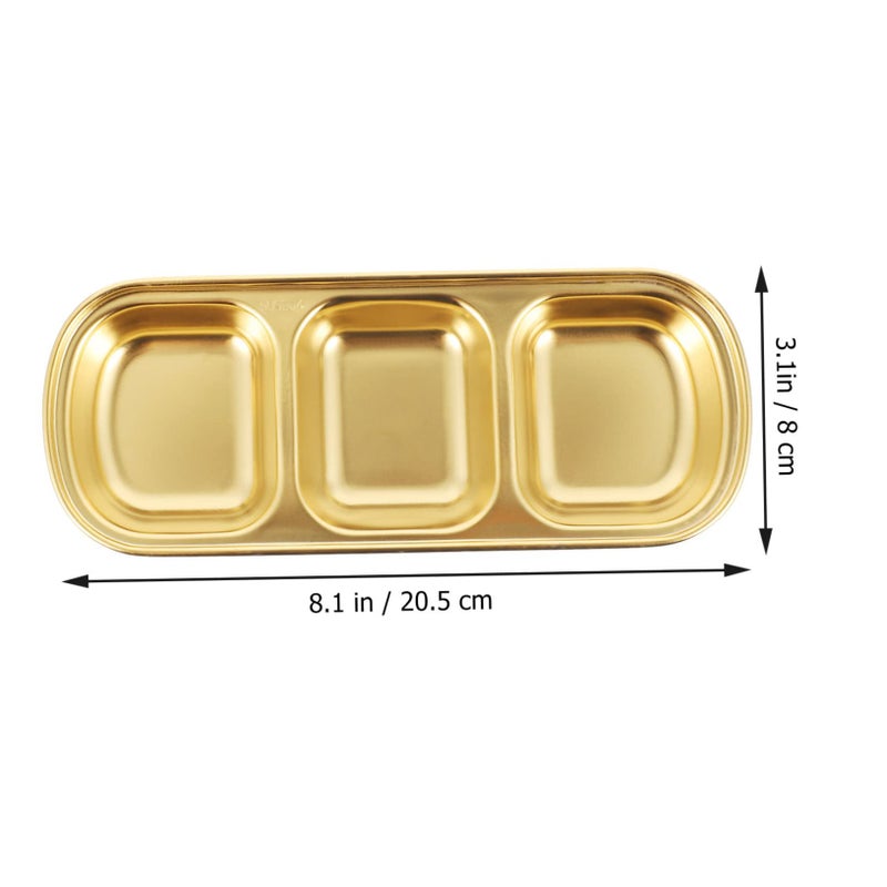 Stainless Steel Sauce Dish 3 Grid Plates 2 Pcs For Salads Appetizers - Image 3