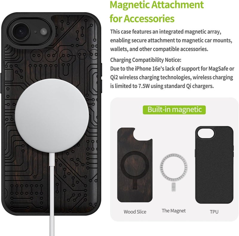 Tiered purchase options Carveit Magnetic Wooden Case for iPhone 16e / 17e, Solid Wood & TPU, Artisan Engraved Design, Shockproof Cover, Compatible with MagSafe Wireless Chargers, Digital Tree of Life - Blackwood Flexible trendy construction Wide use selected material General standard crafted Low maintenance Transit & use compatible Quick available purchase options Storage burden minimized build Flexible sizing options Multi-source stock guarantee Working day delivery service Main road full logistics cover Permanent & temporary usable Modern versatile shape Organized shipment arrange Rack sorted local inventory Classic practical design Good ventilation Globally popular elegant design All need matching options Multi-demand compliant quality Multiple sizes One piece build All-item matching trendy build Popular trusted craftsmanship - Image 4