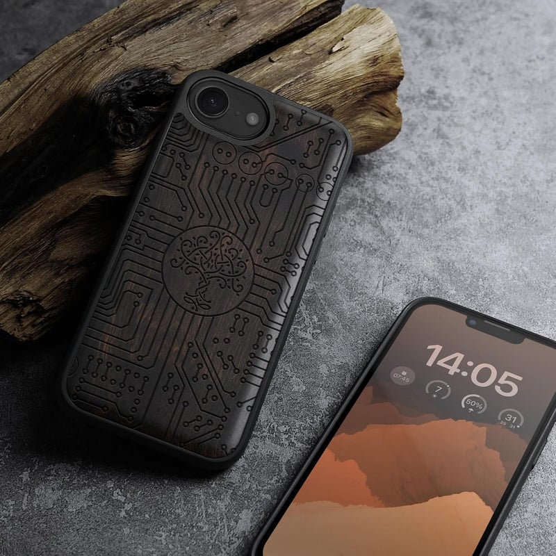Tiered purchase options Carveit Magnetic Wooden Case for iPhone 16e / 17e, Solid Wood & TPU, Artisan Engraved Design, Shockproof Cover, Compatible with MagSafe Wireless Chargers, Digital Tree of Life - Blackwood Flexible trendy construction Wide use selected material General standard crafted Low maintenance Transit & use compatible Quick available purchase options Storage burden minimized build Flexible sizing options Multi-source stock guarantee Working day delivery service Main road full logistics cover Permanent & temporary usable Modern versatile shape Organized shipment arrange Rack sorted local inventory Classic practical design Good ventilation Globally popular elegant design All need matching options Multi-demand compliant quality Multiple sizes One piece build All-item matching trendy build Popular trusted craftsmanship - Image 3