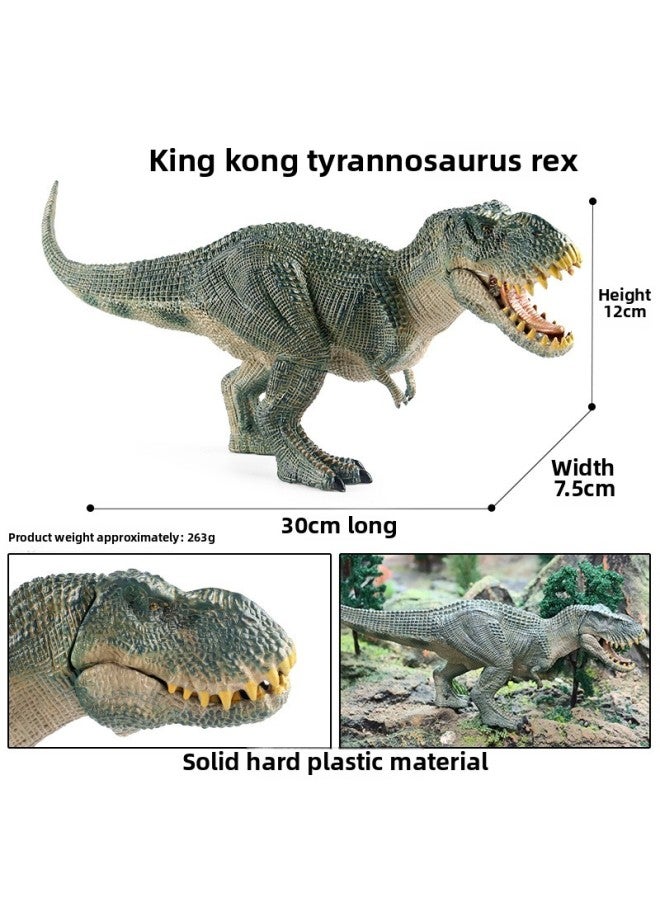 لعبة الديناصورات الجوراسية صلبة كبيرة الحجم من King Kong Tyrannosaurus Rex Brachiosaurus للأطفال نموذج حيوانات محاكاة معرفية - اللون: 【ss】أخضر صلب King Kong Tyrannosaurus Rex (الفم متحرك) - Image 1