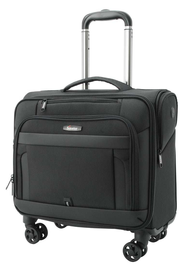 SENATOR 17-inch Premium Rolling Laptop Bag Water Resistant 4 Double Spinner Wheeled Pilot Case with Safe Zippers for Unisex, KH103-Black  - Image 1