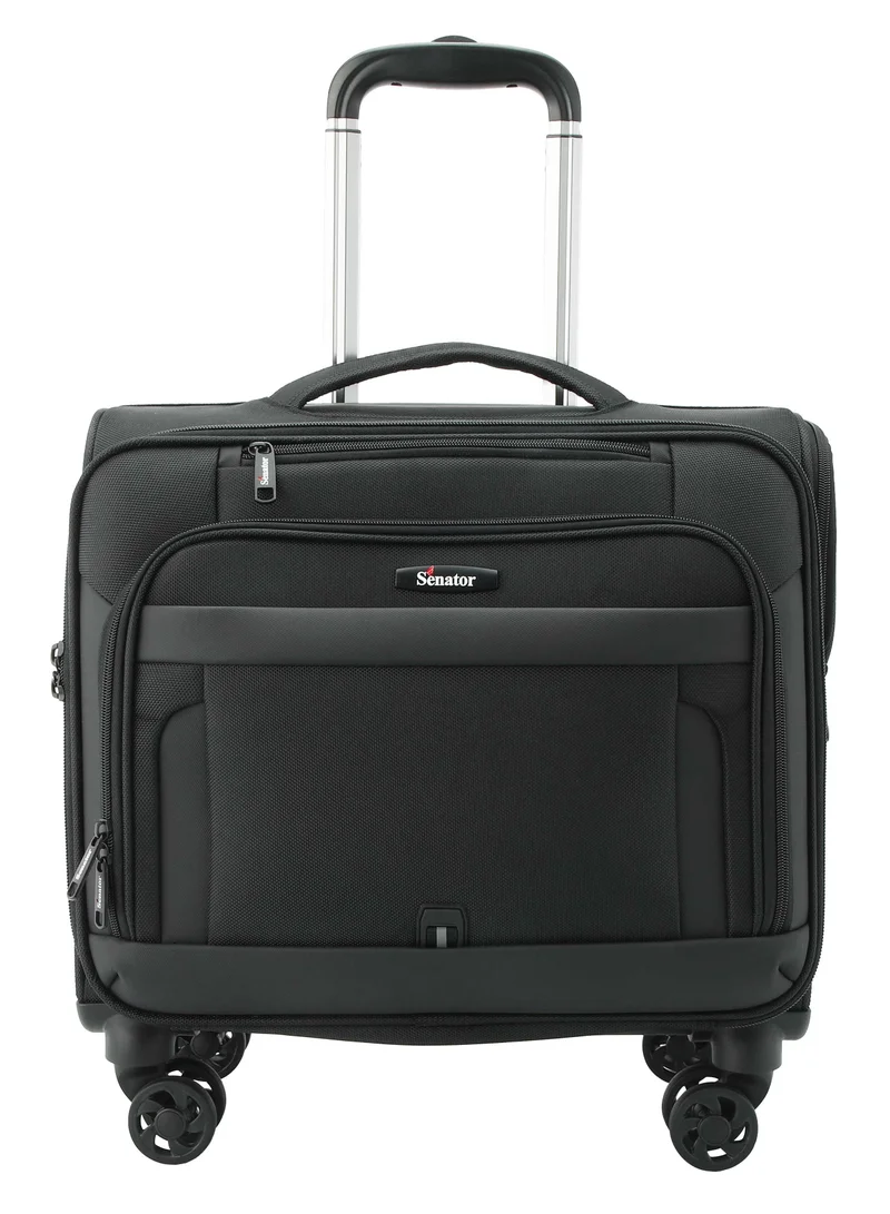 Senator Premium 17-inch Rolling Laptop Bag Water Resistant 4 Double Spinner Wheeled Pilot Case with Safe Zippers for Unisex, KH103, Black
