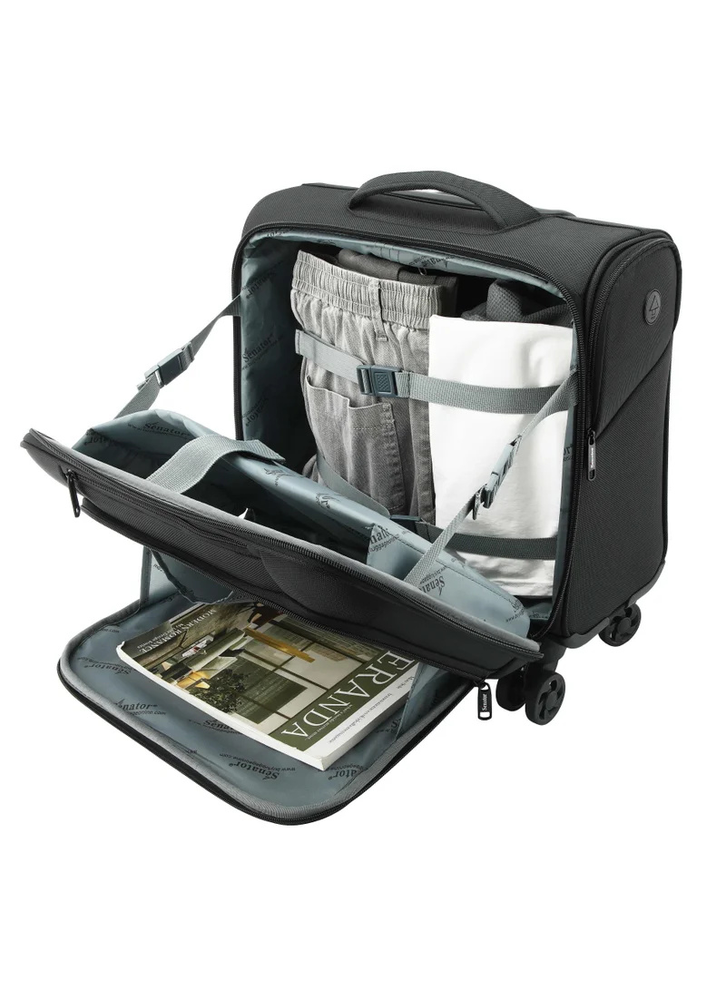 Senator  Premium 17-inch Rolling Laptop Bag Water Resistant 4 Double Spinner Wheeled Pilot Case with Safe Zippers for Unisex, KH103, Black  | Best Price UAE