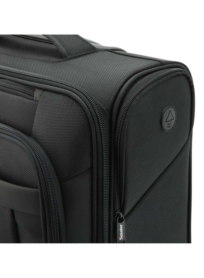 Senator  Premium 17-inch Rolling Laptop Bag Water Resistant 4 Double Spinner Wheeled Pilot Case with Safe Zippers for Unisex, KH103, Black  | Best Price UAE
