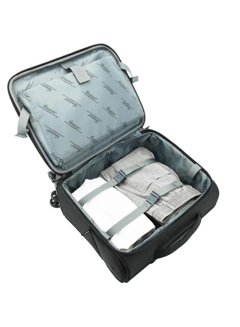 Senator  Premium 17-inch Rolling Laptop Bag Water Resistant 4 Double Spinner Wheeled Pilot Case with Safe Zippers for Unisex, KH103, Black  | Best Price UAE