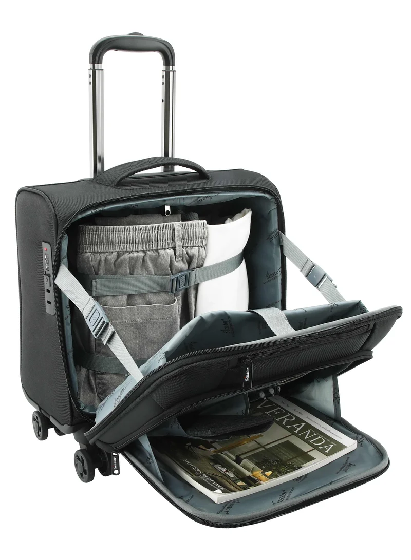 Senator  Premium 17-inch Rolling Laptop Bag Water Resistant 4 Double Spinner Wheeled Pilot Case with Safe Zippers for Unisex, KH103, Black  | Best Price UAE