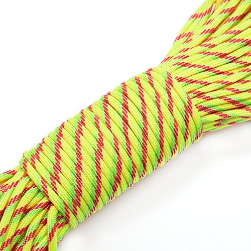 KEEJEA 100ft Type III 7 Strand Core Paracord 550 Parachute (97# Yellow+Red+Neon Green) - Image 2