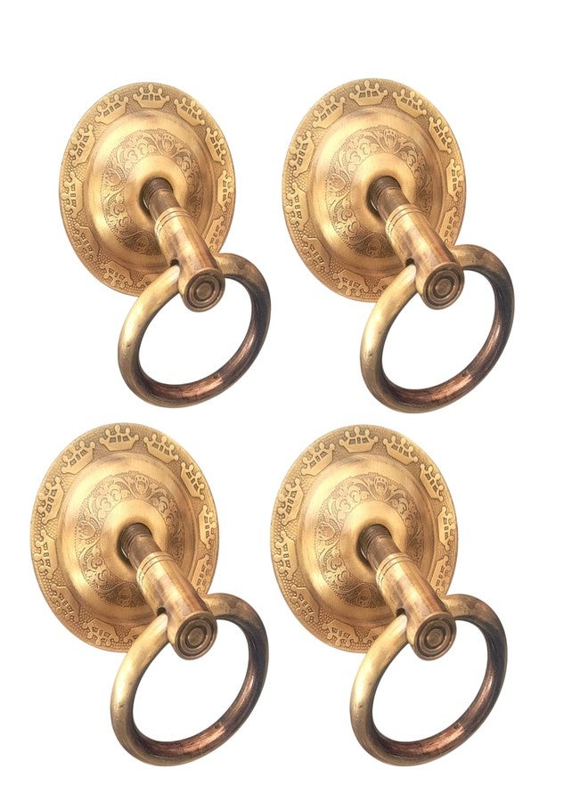 Nooks Premiun Decorative Brass Swing and jhula (16mm) Bottom Kada with Ring Hook, Antique Crown Design, Set of 4 with (10 Years Warranty) - Image 1