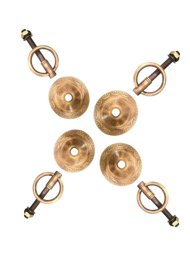 Nooks Premiun Decorative Brass Swing and jhula (16mm) Bottom Kada with Ring Hook, Antique Crown Design, Set of 4 with (10 Years Warranty) - Image 4