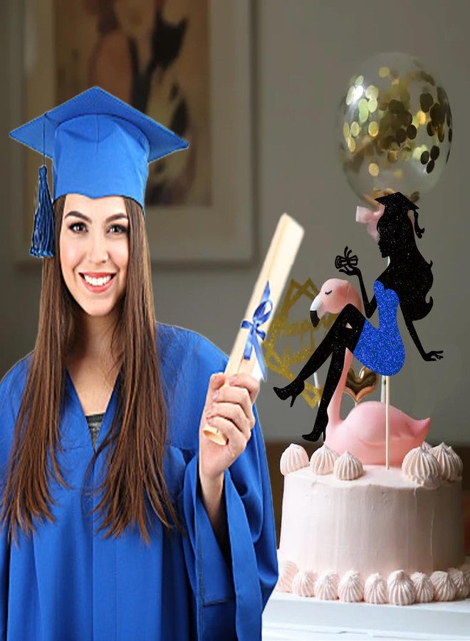Chewarelly 1 Pack Graduation cake Topper, Glitter Congrats Grad Cake Decor,Class Of 2026 Cake Picks for Senior High School College Grad Party Decorations Supplies(Black with Gold) Girls - Image 4